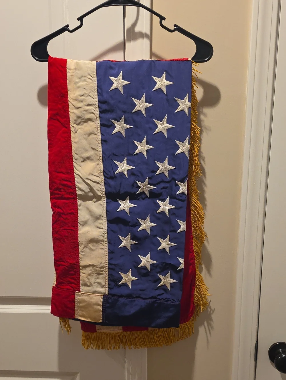 American Flag with Fringe - Red, White, Blue